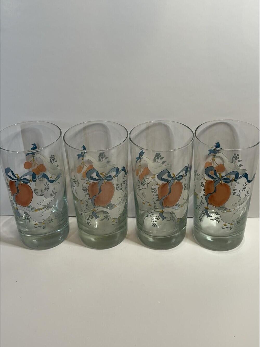 International China Marmalade Goose Fruit Tall Tumblers Set of 4 Country Kitchen